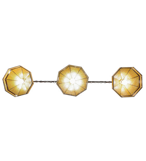 Meyda Lighting Topridge 62" 3-Light Timeless Bronze Island Pendant Light With Yellow & Brown Shade Glass