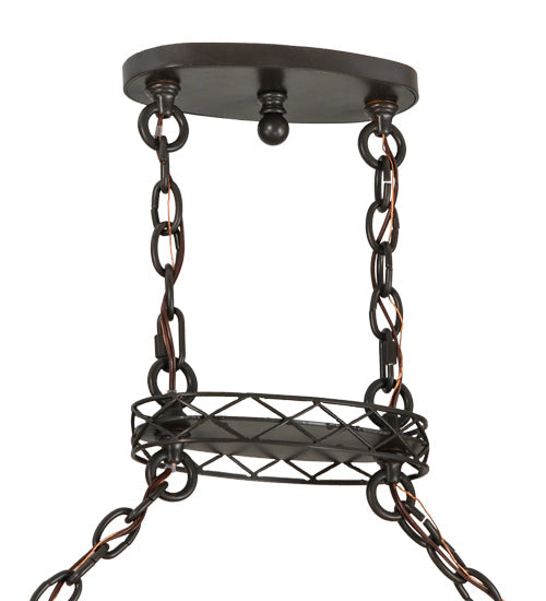 Meyda Lighting Topridge 62" 3-Light Timeless Bronze Island Pendant Light With Yellow & Brown Shade Glass