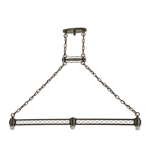Meyda Lighting Topridge 62" 3-Light Timeless Bronze Island Pendant Light With Yellow & Brown Shade Glass