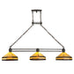 Meyda Lighting Topridge 62" 3-Light Timeless Bronze Island Pendant Light With Yellow & Brown Shade Glass