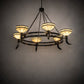 Meyda Lighting Topridge 72" 6-Light Timeless Bronze Chandelier With Beige & Brown Stained Shade Glass