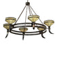 Meyda Lighting Topridge 72" 6-Light Timeless Bronze Chandelier With Beige & Brown Stained Shade Glass