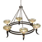 Meyda Lighting Topridge 72" 6-Light Timeless Bronze Chandelier With Beige & Brown Stained Shade Glass