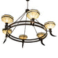 Meyda Lighting Topridge 72" 6-Light Timeless Bronze Chandelier With Beige & Brown Stained Shade Glass