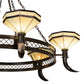 Meyda Lighting Topridge 72" 6-Light Timeless Bronze Chandelier With Beige & Brown Stained Shade Glass