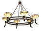 Meyda Lighting Topridge 72" 6-Light Timeless Bronze Chandelier With Beige & Brown Stained Shade Glass