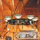 Meyda Lighting Topridge 72" 8-Light Timeless Bronze Chandelier With Bone Beige Shade Glass