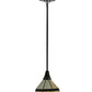 Meyda Lighting Topridge 8" Craftsman Brown Mini Pendant Light With Beige and Root Beer Shade Glass