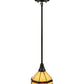 Meyda Lighting Topridge 8" Craftsman Brown Mini Pendant Light With Beige and Root Beer Shade Glass