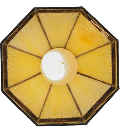 Meyda Lighting Topridge 8" Craftsman Brown Mini Pendant Light With Beige and Root Beer Shade Glass