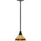 Meyda Lighting Topridge 8" Craftsman Brown Mini Pendant Light With Beige and Root Beer Shade Glass