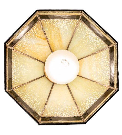 Meyda Lighting Topridge 8" Craftsman Brown Mini Pendant Light With Brown & Beige Shade Glass