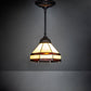 Meyda Lighting Topridge 8" Mahogany Bronze Mini Pendant Light With Brown & Beige Stained Shade Glass