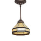 Meyda Lighting Topridge 8" Mahogany Bronze Mini Pendant Light With Brown & Beige Stained Shade Glass