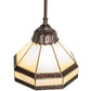 Meyda Lighting Topridge 8" Mahogany Bronze Mini Pendant Light With Brown & Beige Stained Shade Glass