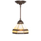 Meyda Lighting Topridge 8" Mahogany Bronze Mini Pendant Light With Brown & Beige Stained Shade Glass