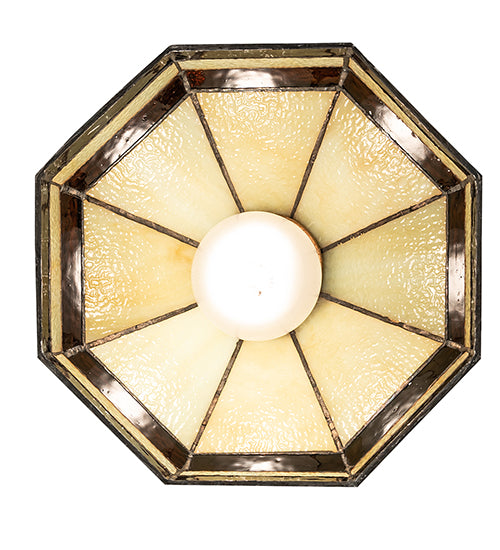 Meyda Lighting Topridge 8" Mahogany Bronze Mini Pendant Light With Brown & Beige Stained Shade Glass