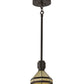 Meyda Lighting Topridge 8" Timeless Bronze Mini Pendant Light With Brown & Beige Stained Shade Glass