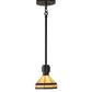 Meyda Lighting Topridge 8" Timeless Bronze Mini Pendant Light With Brown & Beige Stained Shade Glass
