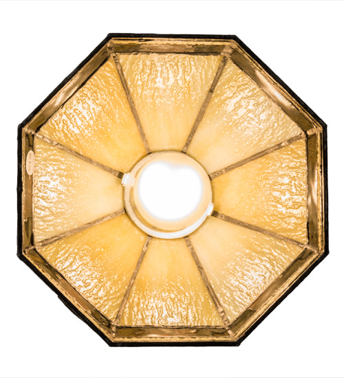 Meyda Lighting Topridge 8" Timeless Bronze Mini Pendant Light With Brown & Beige Stained Shade Glass