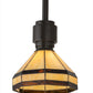 Meyda Lighting Topridge 8" Timeless Bronze Mini Pendant Light With Brown & Beige Stained Shade Glass