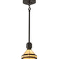 Meyda Lighting Topridge 8" Timeless Bronze Mini Pendant Light With Brown & Beige Stained Shade Glass