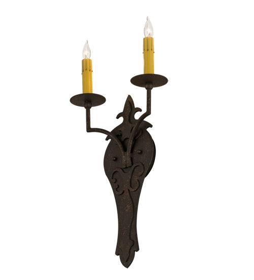 Meyda Lighting Torsade 10" 2-Light Gilded Tobacco Wall Sconce With Amber Faux Candlelight