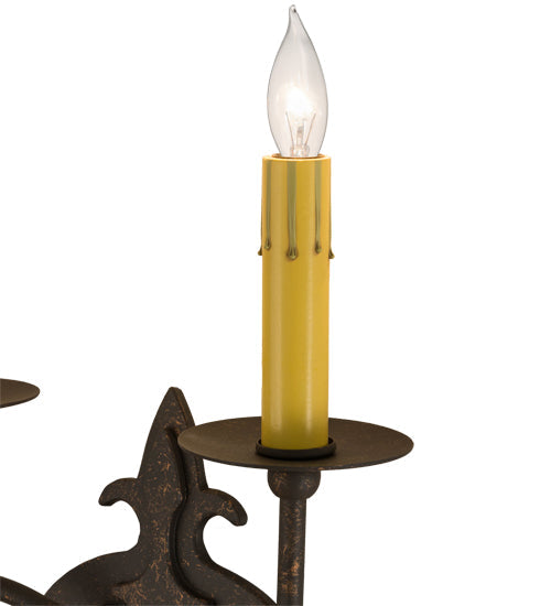 Meyda Lighting Torsade 10" 2-Light Gilded Tobacco Wall Sconce With Amber Faux Candlelight