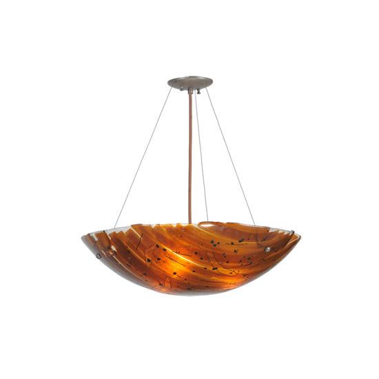 Meyda Lighting Torta 24" 2-Light Timeless Bronze Fused Inverted Pendant Light With Amber Shade Glass