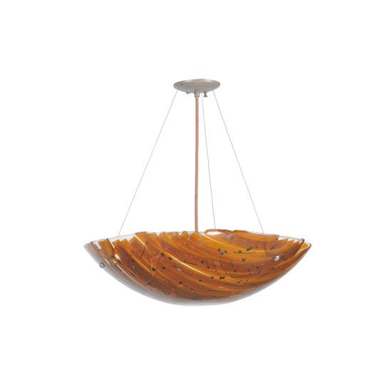 Meyda Lighting Torta 24" 2-Light Timeless Bronze Fused Inverted Pendant Light With Amber Shade Glass
