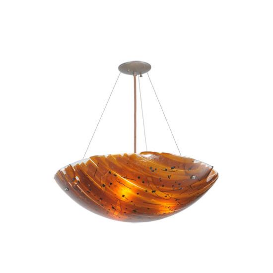 Meyda Lighting Torta 24" 2-Light Timeless Bronze Fused Inverted Pendant Light With Amber Shade Glass