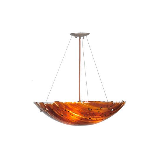 Meyda Lighting Torta 24" 2-Light Timeless Bronze Fused Inverted Pendant Light With Amber Shade Glass