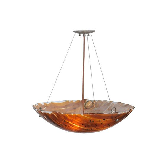 Meyda Lighting Torta 24" 2-Light Timeless Bronze Fused Inverted Pendant Light With Amber Shade Glass