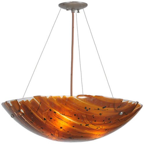 Meyda Lighting Torta 24" 2-Light Timeless Bronze Fused Inverted Pendant Light With Amber Shade Glass