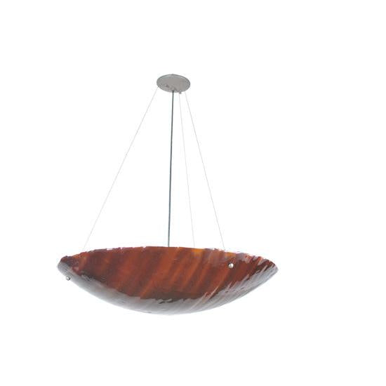 Meyda Lighting Torta 30" 4-Light Bronze Fused Inverted Pendant Light With Amber Strips Shade Glass
