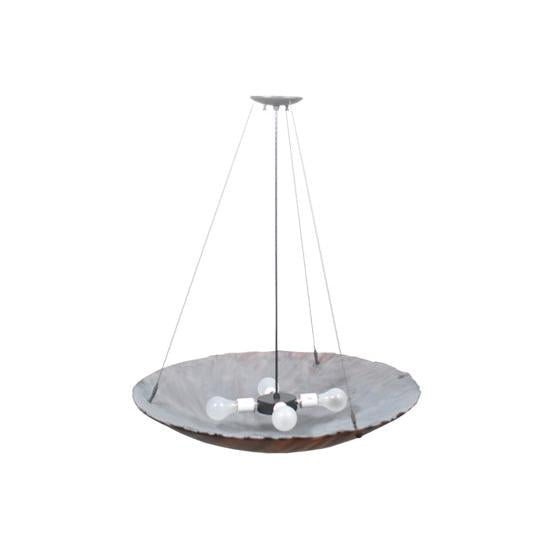 Meyda Lighting Torta 30" 4-Light Bronze Fused Inverted Pendant Light With Amber Strips Shade Glass