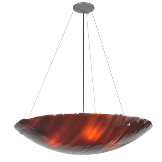 Meyda Lighting Torta 30" 4-Light Bronze Fused Inverted Pendant Light With Amber Strips Shade Glass