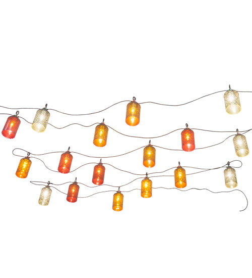 Meyda Lighting Tortola 720" 17-Light Craftsman Brown Lantern Pendant Light With Multi-Colored Shade