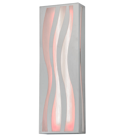 Meyda Lighting Tortuga Luna 10" LED Stainless Steel Wall Sconce With Mist Frosted Shade Glass