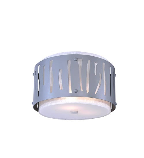 Meyda Lighting Tortuga Luna 16" 3-Light Gun Metal Flush Mount Light With Gray Shade Glass