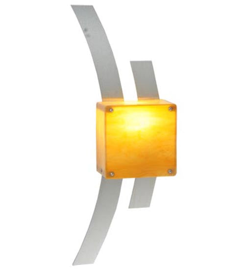 Meyda Lighting Tortuga Luna 8" Brushed Stainless Steel Wall Sconce With Amber Quartz Idalight Shade