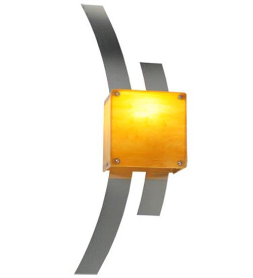 Meyda Lighting Tortuga Luna 8" Brushed Stainless Steel Wall Sconce With Amber Quartz Idalight Shade