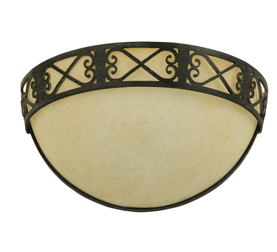 Meyda Lighting Toscano 13" Antique Iron Gate Wall Sconce With Turismo Art Shade Glass