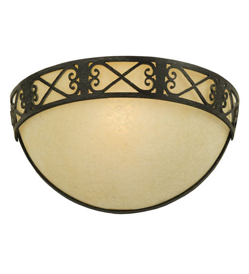 Meyda Lighting Toscano 13" Antique Iron Gate Wall Sconce With Turismo Art Shade Glass