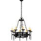 Meyda Lighting Toscano 28" 8-Light Textured Black Chandelier With Ivory Faux Candlelight