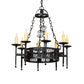 Meyda Lighting Toscano 28" 8-Light Textured Black Chandelier With Ivory Faux Candlelight