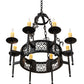 Meyda Lighting Toscano 28" 8-Light Textured Black Chandelier With Ivory Faux Candlelight