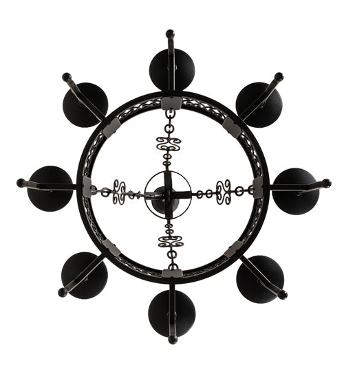 Meyda Lighting Toscano 28" 8-Light Textured Black Chandelier With Ivory Faux Candlelight