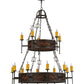 Meyda Lighting Toscano 48" 15-Light 2-Tier Cafe Noir Natural Rust Chandelier With Amber Faux Candlelight