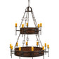 Meyda Lighting Toscano 48" 15-Light 2-Tier Cafe Noir Natural Rust Chandelier With Amber Faux Candlelight